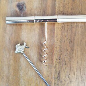 Lilly Pulitzer Gold Faux Bamboo Bottle Opener and Fish Stirrer Palm Beach Bar